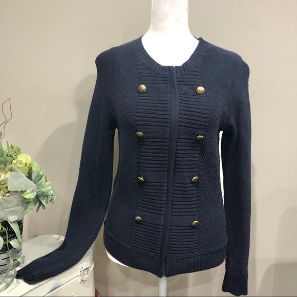 LOFT Sweaters - Ann Taylor Loft Navy Blue Zip-Up Sweater/Cardigan